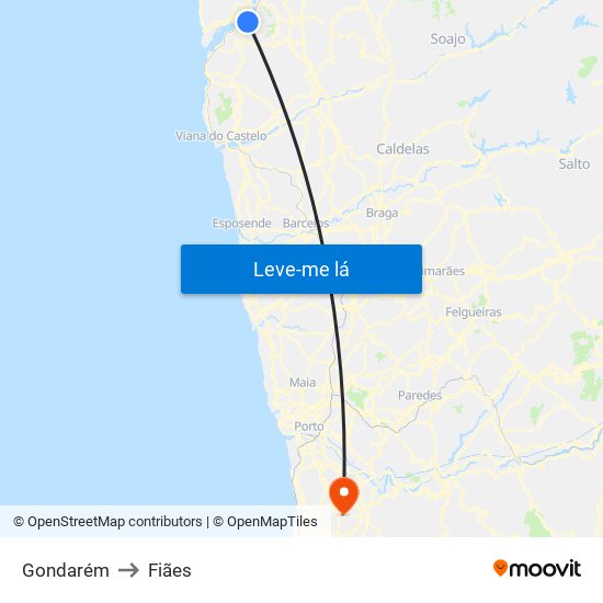 Gondarém to Fiães map