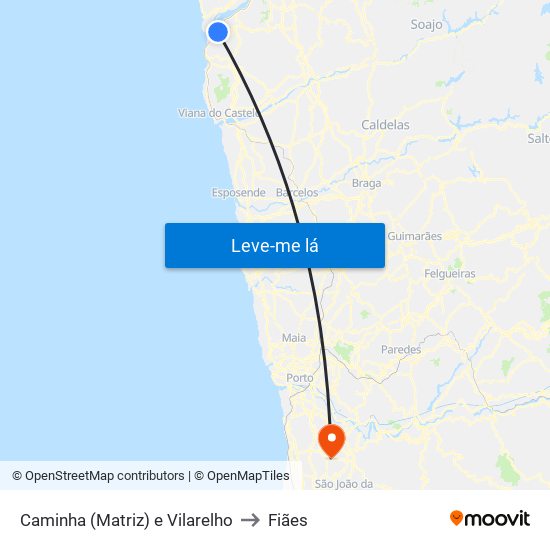 Caminha (Matriz) e Vilarelho to Fiães map