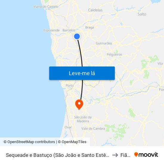 Sequeade e Bastuço (São João e Santo Estêvão) to Fiães map