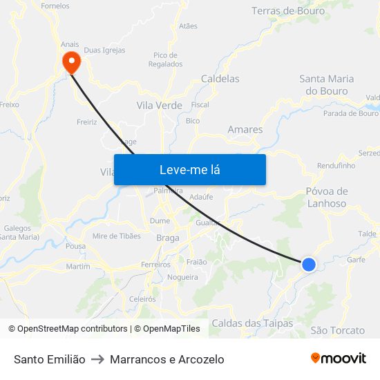 Santo Emilião to Marrancos e Arcozelo map