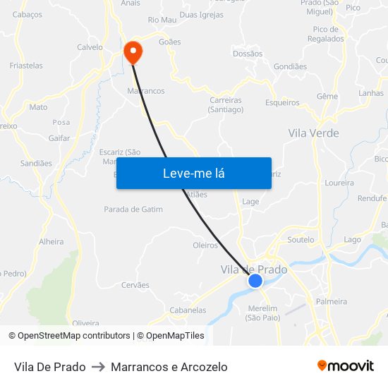 Vila De Prado to Marrancos e Arcozelo map