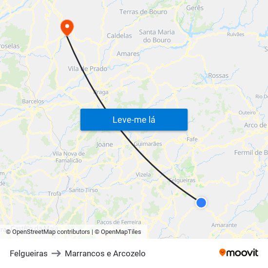 Felgueiras to Marrancos e Arcozelo map