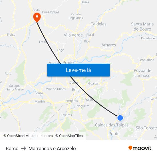Barco to Marrancos e Arcozelo map