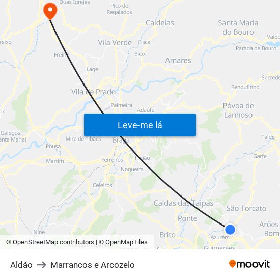 Aldão to Marrancos e Arcozelo map