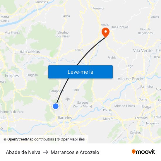 Abade de Neiva to Marrancos e Arcozelo map