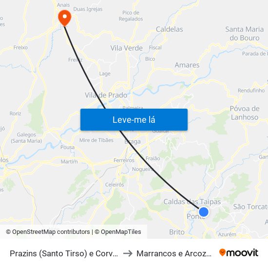 Prazins (Santo Tirso) e Corvite to Marrancos e Arcozelo map