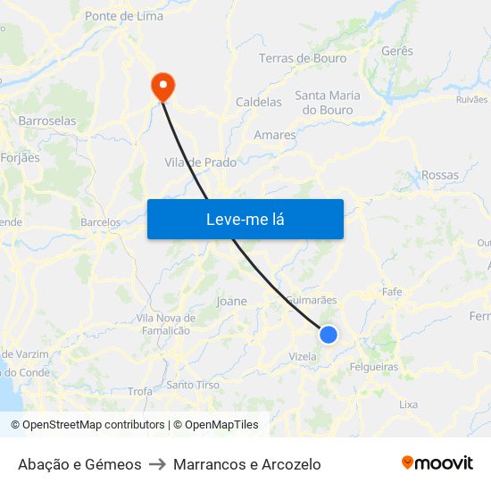 Abação e Gémeos to Marrancos e Arcozelo map