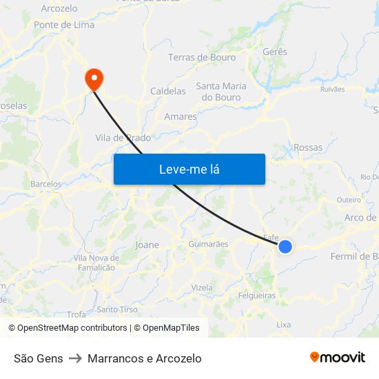 São Gens to Marrancos e Arcozelo map