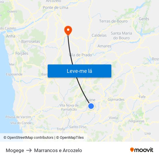 Mogege to Marrancos e Arcozelo map