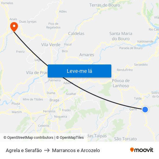 Agrela e Serafão to Marrancos e Arcozelo map