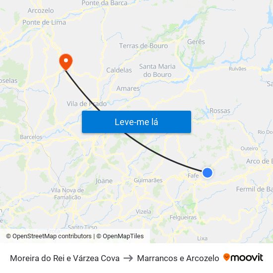 Moreira do Rei e Várzea Cova to Marrancos e Arcozelo map