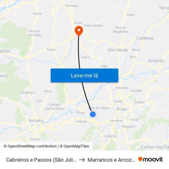 Cabreiros e Passos (São Julião) to Marrancos e Arcozelo map