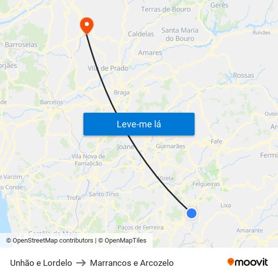 Unhão e Lordelo to Marrancos e Arcozelo map
