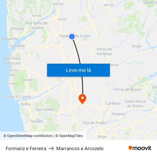 Formariz e Ferreira to Marrancos e Arcozelo map