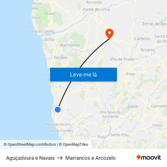 Aguçadoura e Navais to Marrancos e Arcozelo map