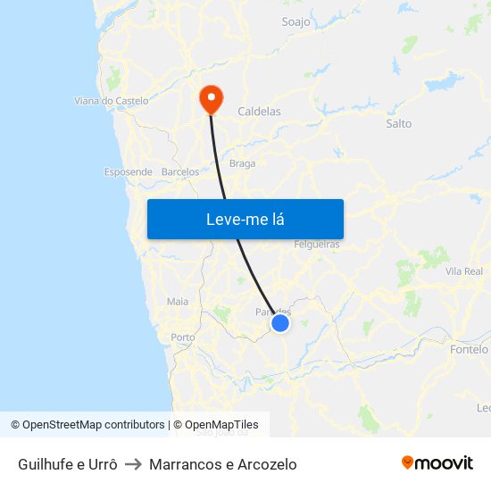 Guilhufe e Urrô to Marrancos e Arcozelo map