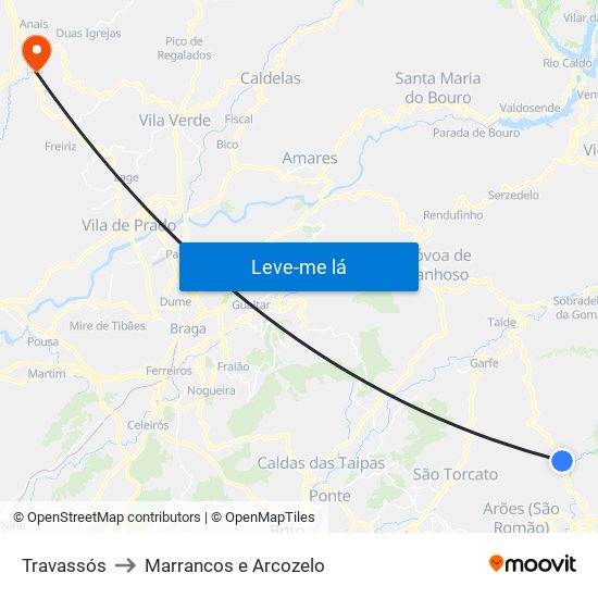 Travassós to Marrancos e Arcozelo map