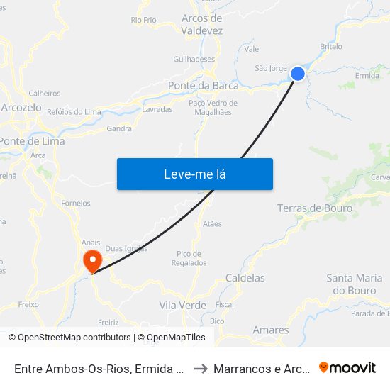 Entre Ambos-Os-Rios, Ermida e Germil to Marrancos e Arcozelo map