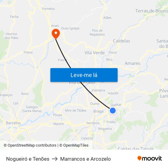 Nogueiró e Tenões to Marrancos e Arcozelo map