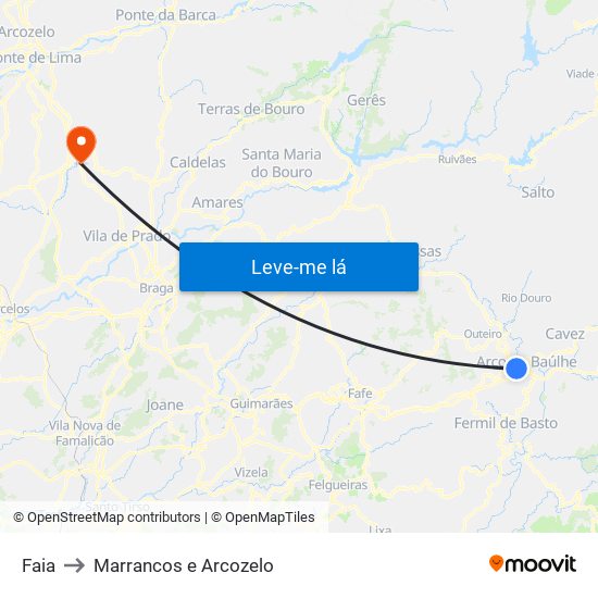 Faia to Marrancos e Arcozelo map