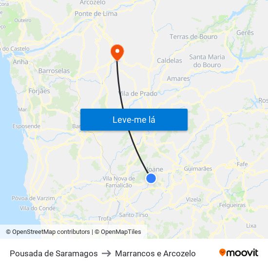 Pousada de Saramagos to Marrancos e Arcozelo map