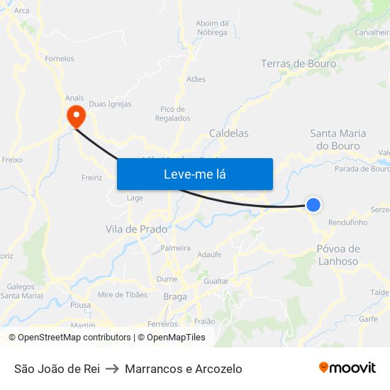 São João de Rei to Marrancos e Arcozelo map