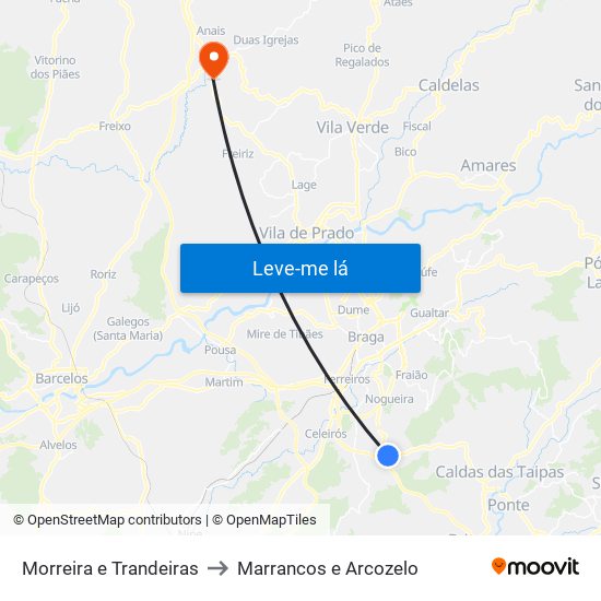 Morreira e Trandeiras to Marrancos e Arcozelo map