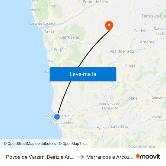 Póvoa de Varzim, Beiriz e Argivai to Marrancos e Arcozelo map