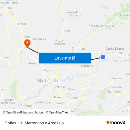Goães to Marrancos e Arcozelo map