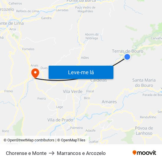 Chorense e Monte to Marrancos e Arcozelo map