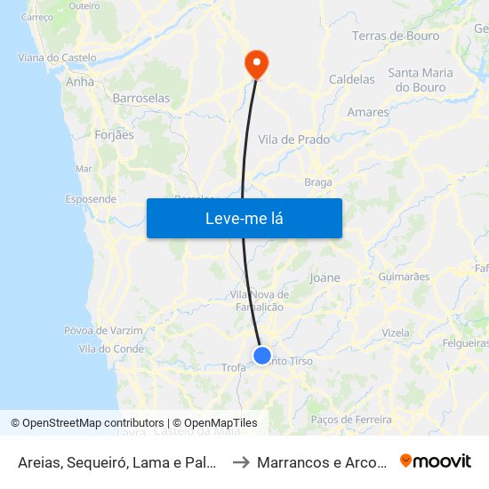 Areias, Sequeiró, Lama e Palmeira to Marrancos e Arcozelo map