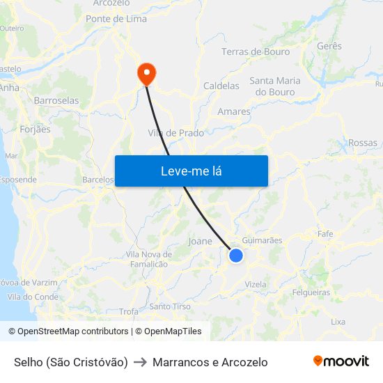 Selho (São Cristóvão) to Marrancos e Arcozelo map