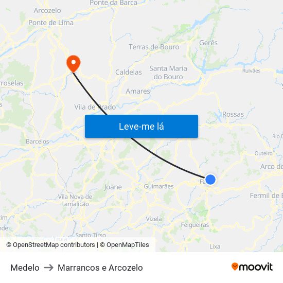 Medelo to Marrancos e Arcozelo map