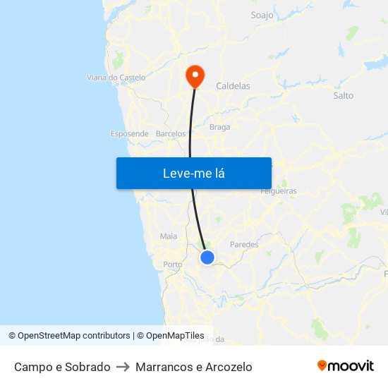 Campo e Sobrado to Marrancos e Arcozelo map