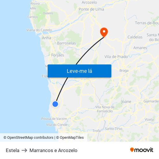 Estela to Marrancos e Arcozelo map