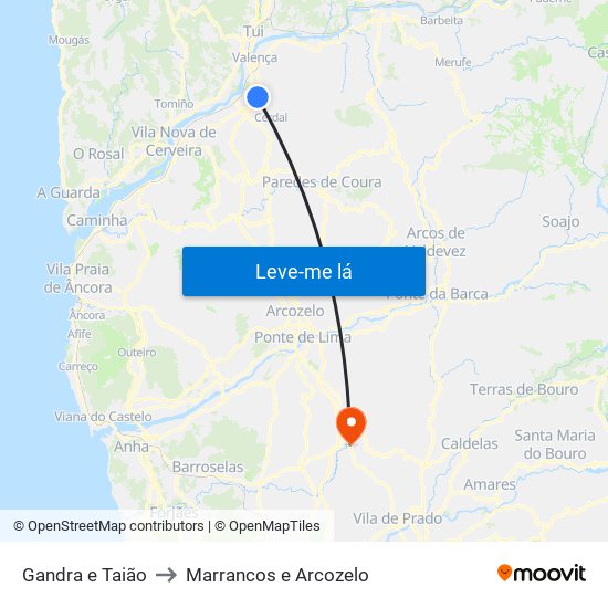 Gandra e Taião to Marrancos e Arcozelo map