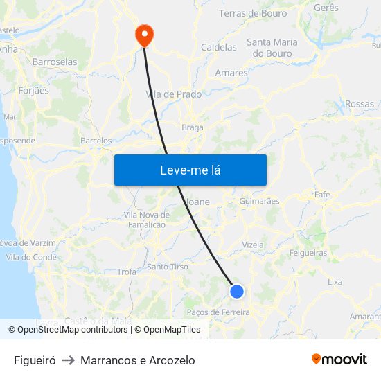 Figueiró to Marrancos e Arcozelo map