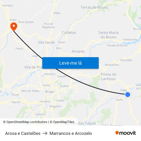 Arosa e Castelões to Marrancos e Arcozelo map