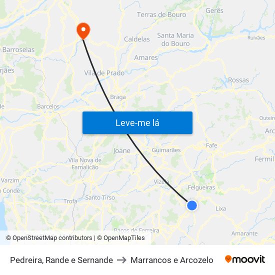 Pedreira, Rande e Sernande to Marrancos e Arcozelo map