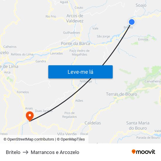 Britelo to Marrancos e Arcozelo map