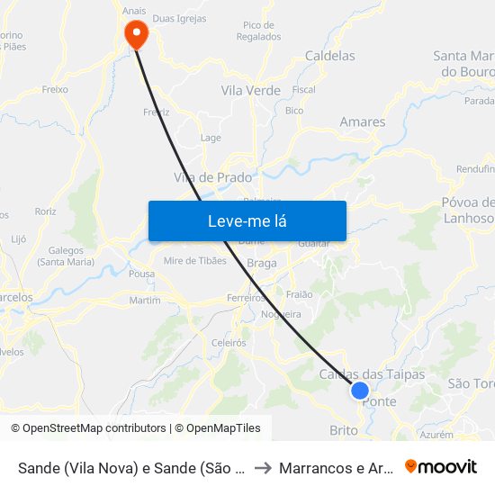 Sande (Vila Nova) e Sande (São Clemente) to Marrancos e Arcozelo map