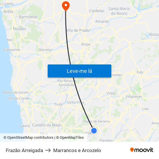 Frazão Arreigada to Marrancos e Arcozelo map