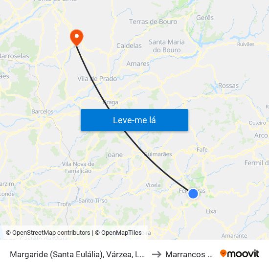 Margaride (Santa Eulália), Várzea, Lagares, Varziela e Moure to Marrancos e Arcozelo map