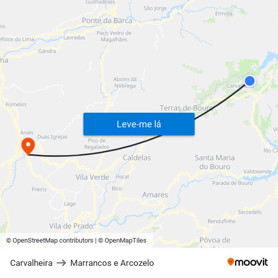 Carvalheira to Marrancos e Arcozelo map