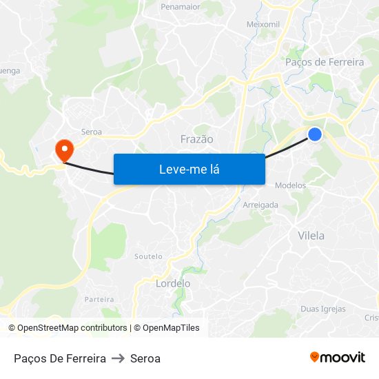 Paços De Ferreira to Seroa map