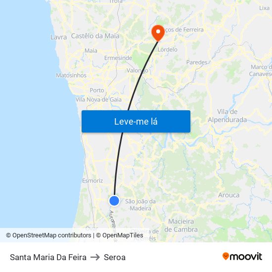 Santa Maria Da Feira to Seroa map