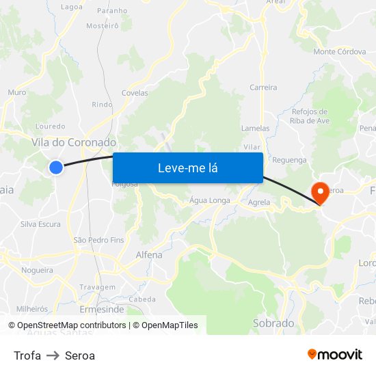 Trofa to Seroa map