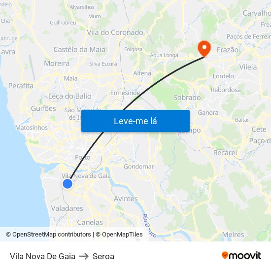 Vila Nova De Gaia to Seroa map