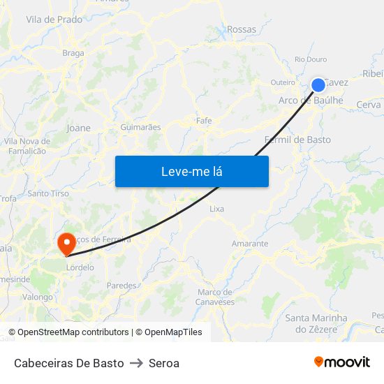 Cabeceiras De Basto to Seroa map