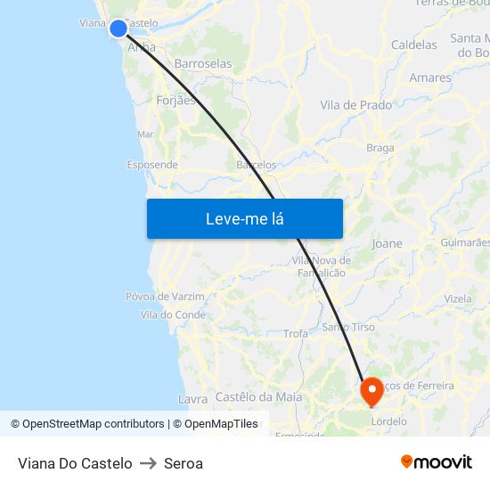 Viana Do Castelo to Seroa map